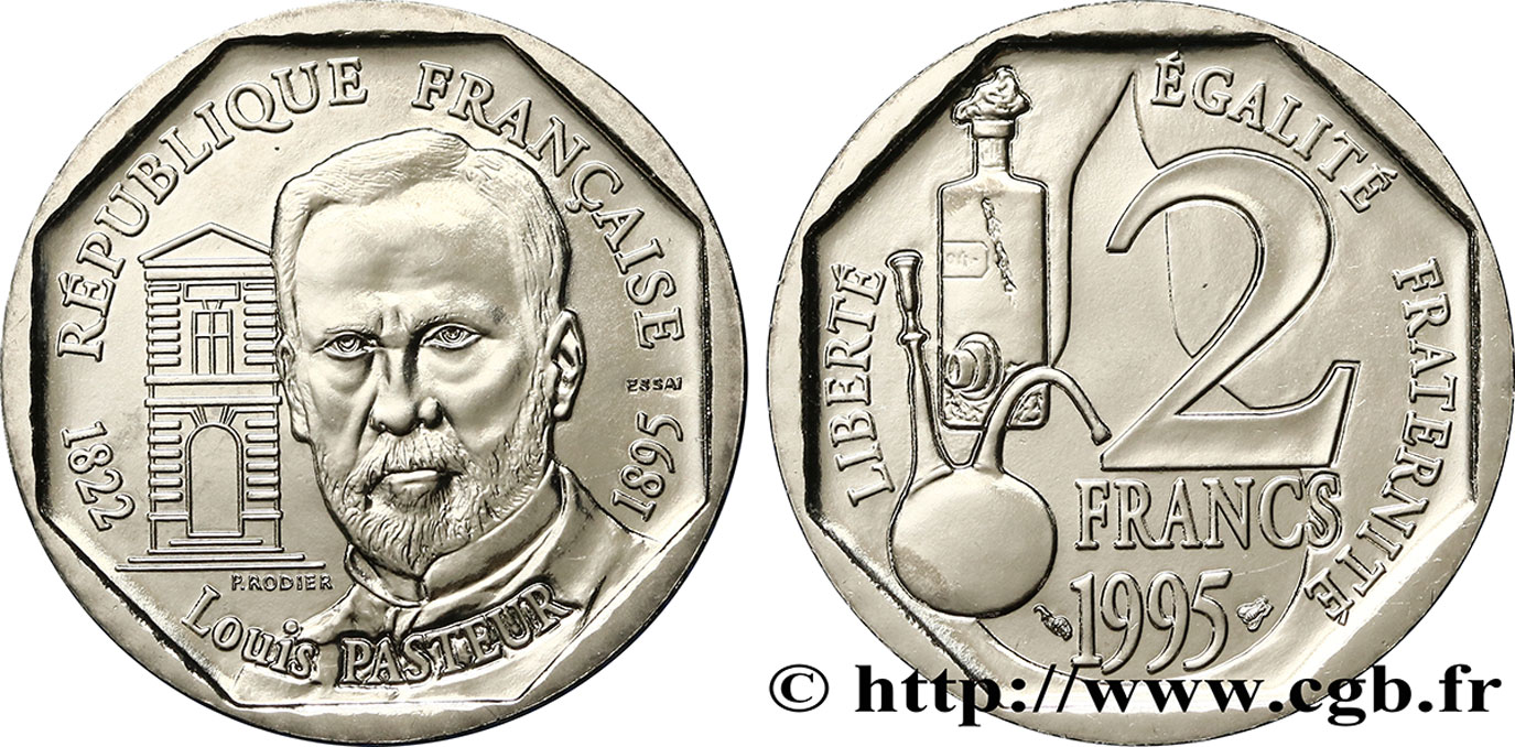 Essai de 2 francs Louis Pasteur 1995 Pessac F.274/1 MS65 
