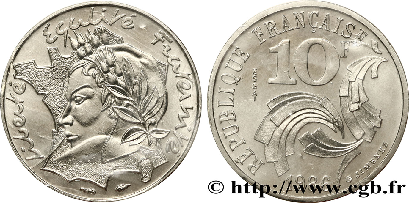 Essai de 10 francs Jimenez 1986 Pessac F.373/1 MS68 