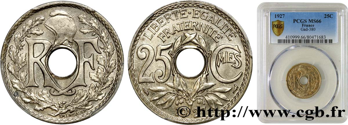 25 centimes Lindauer 1927  F.171/11 MS66 PCGS