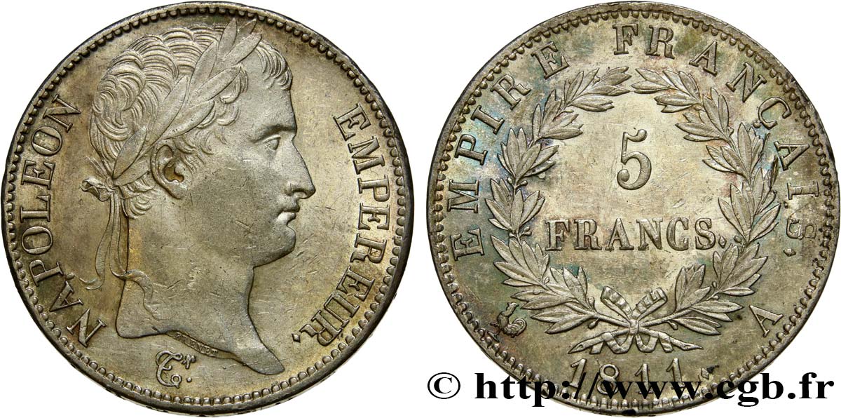 5 francs Napoléon Empereur, Empire français 1811 Paris F.307/27 SPL60 