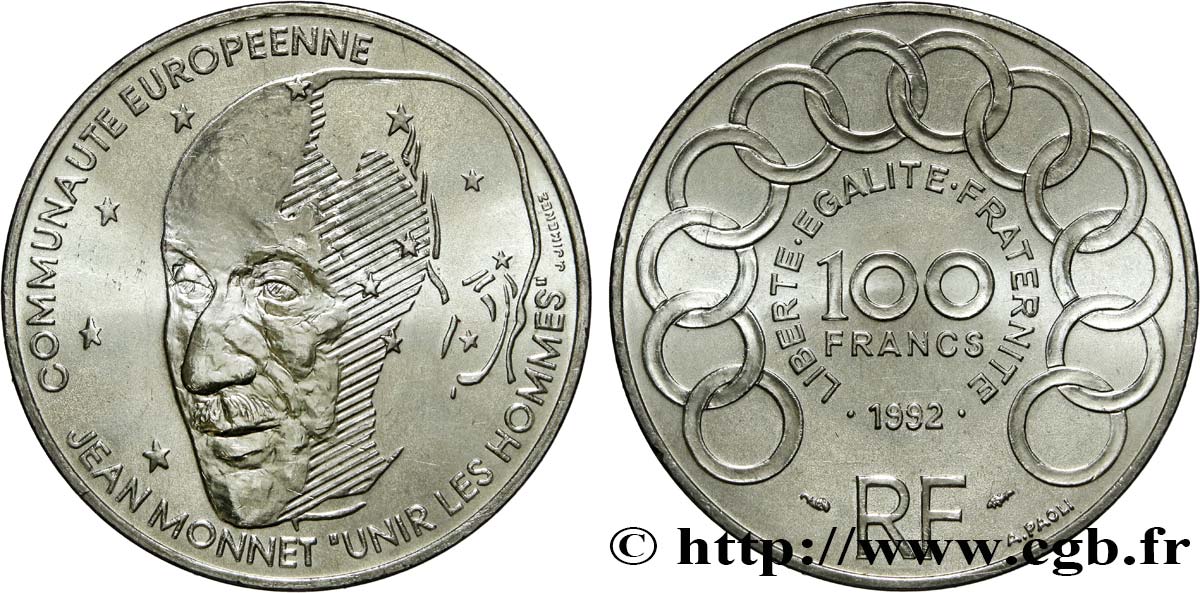 100 francs Jean Monnet 1992  F.460/2 MS63 