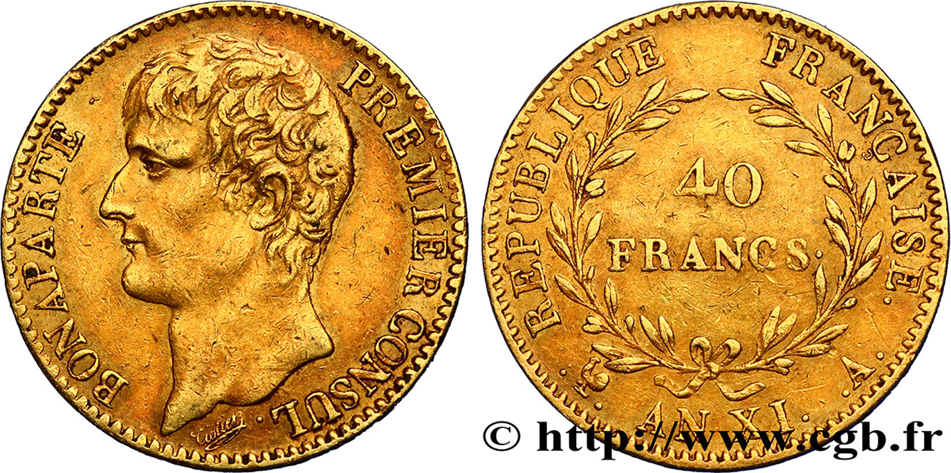 40 francs or Bonaparte, Premier Consul 1803 Paris F.536/1 MB35 