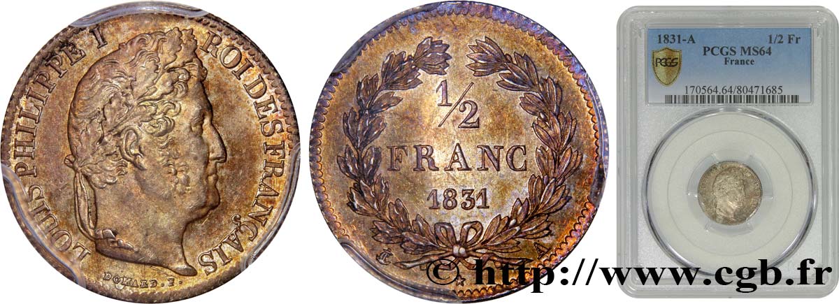 1/2 franc Louis-Philippe 1831 Paris F.182/1 fST64 PCGS