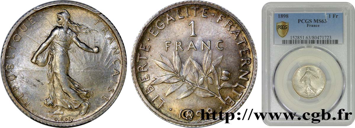1 franc Semeuse 1898 Paris F.217/1 SC63 PCGS