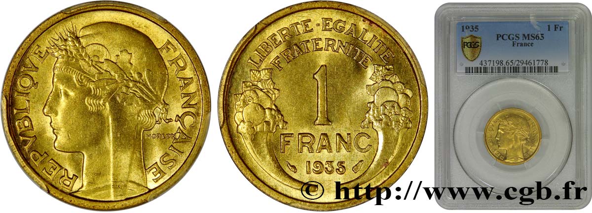1 franc Morlon 1935 Paris F.219/6 FDC65 PCGS