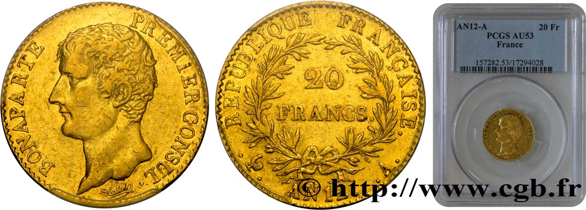 20 francs or Bonaparte Premier Consul 1804 Paris F.510/2 BB53 PCGS