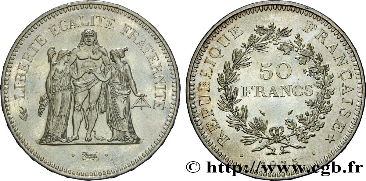 Valeur Piece 50 Francs Argent Hercule 1975
