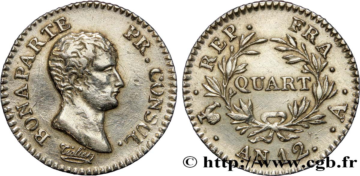 Quart (de franc) Bonaparte Premier Consul 1804 Paris F.157/1 XF48 