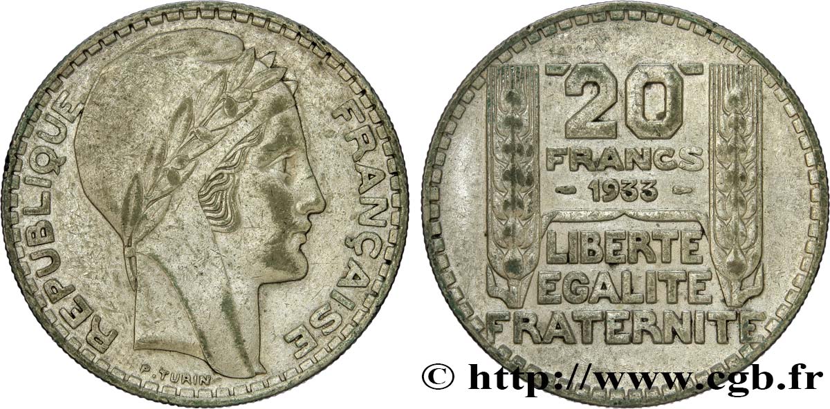 20 francs Turin, rameaux courts 1933  F.400/4 fSS 
