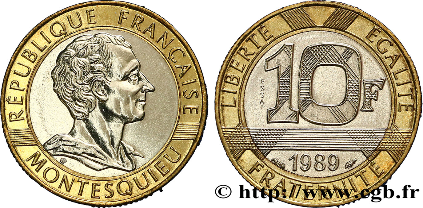 Essai de 10 francs Montesquieu 1989 Pessac F.376/1 MS63 