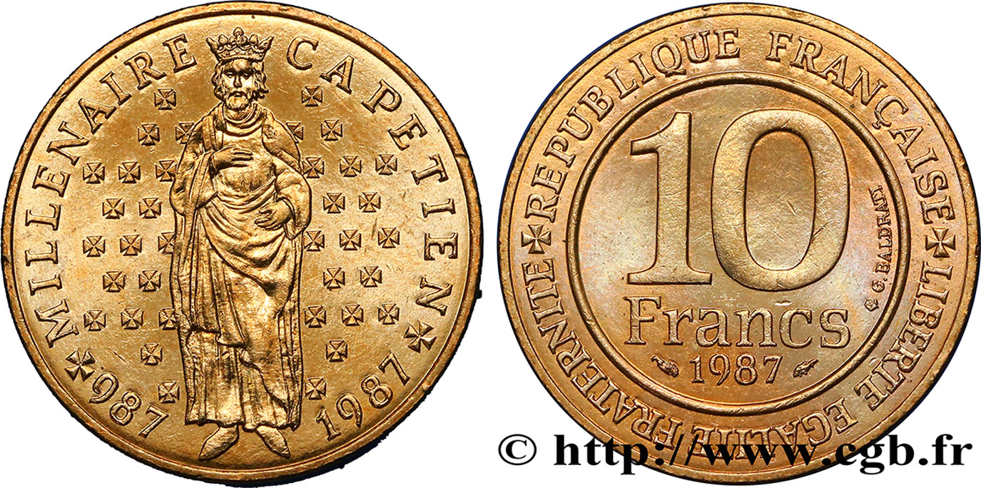 10 francs Millénaire Capétien 1987  F.371/2 MS63 