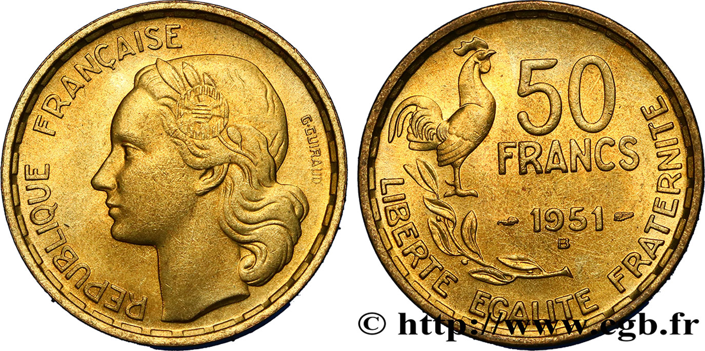 50 francs Guiraud 1951 Beaumont-Le-Roger F.425/6 EBC62 