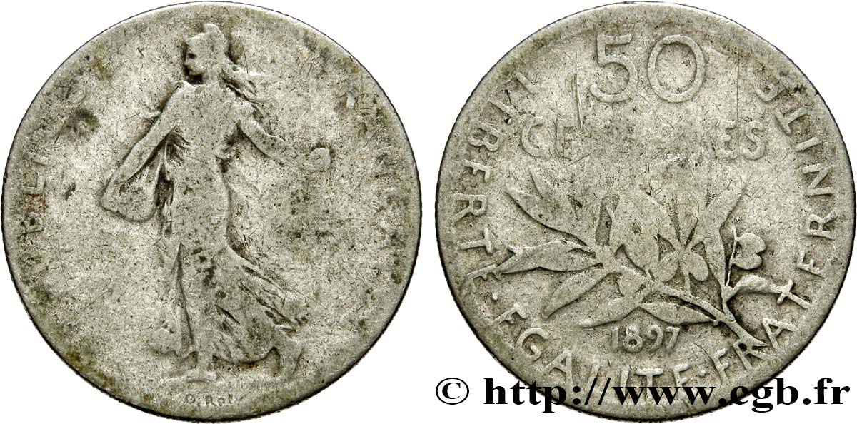 50 centimes Semeuse 1897 Paris F.190/1 F12 