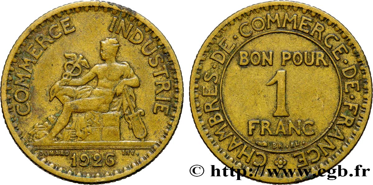 1 franc Chambres de Commerce 1926 Paris F.218/8 XF42 