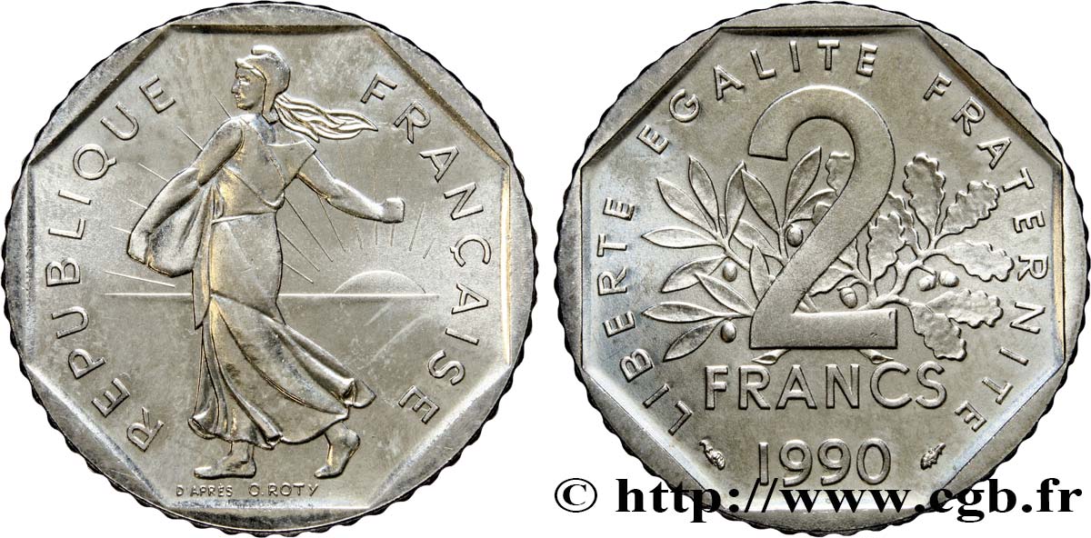 2 francs Semeuse, nickel 1990 Pessac F.272/14 MS65 