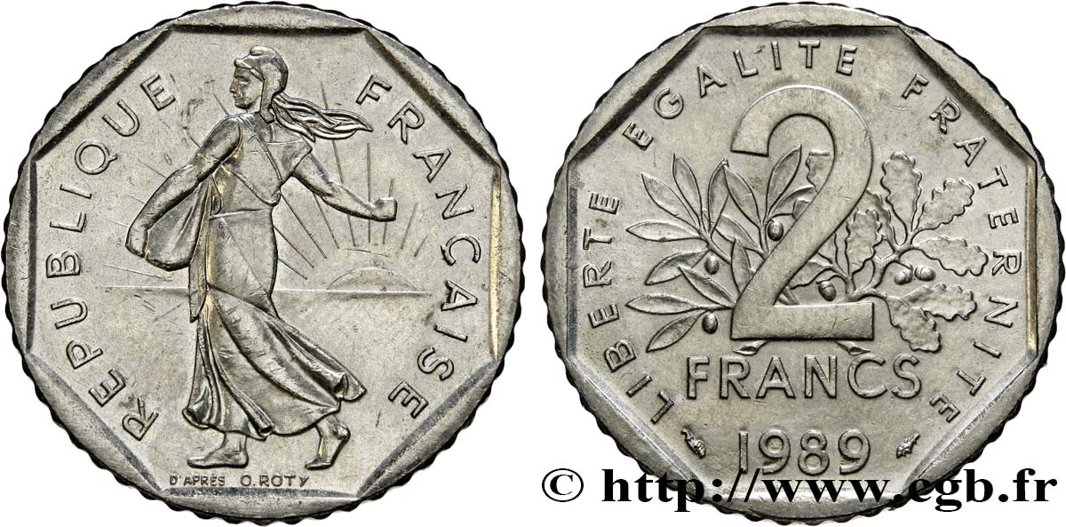 2 francs Semeuse, nickel 1989 Pessac F.272/13 TTB50 