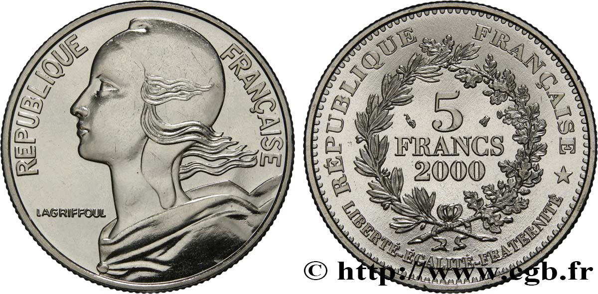 5 francs La Marianne de Lagriffoul 2000 Paris F.355/1 SPL64 