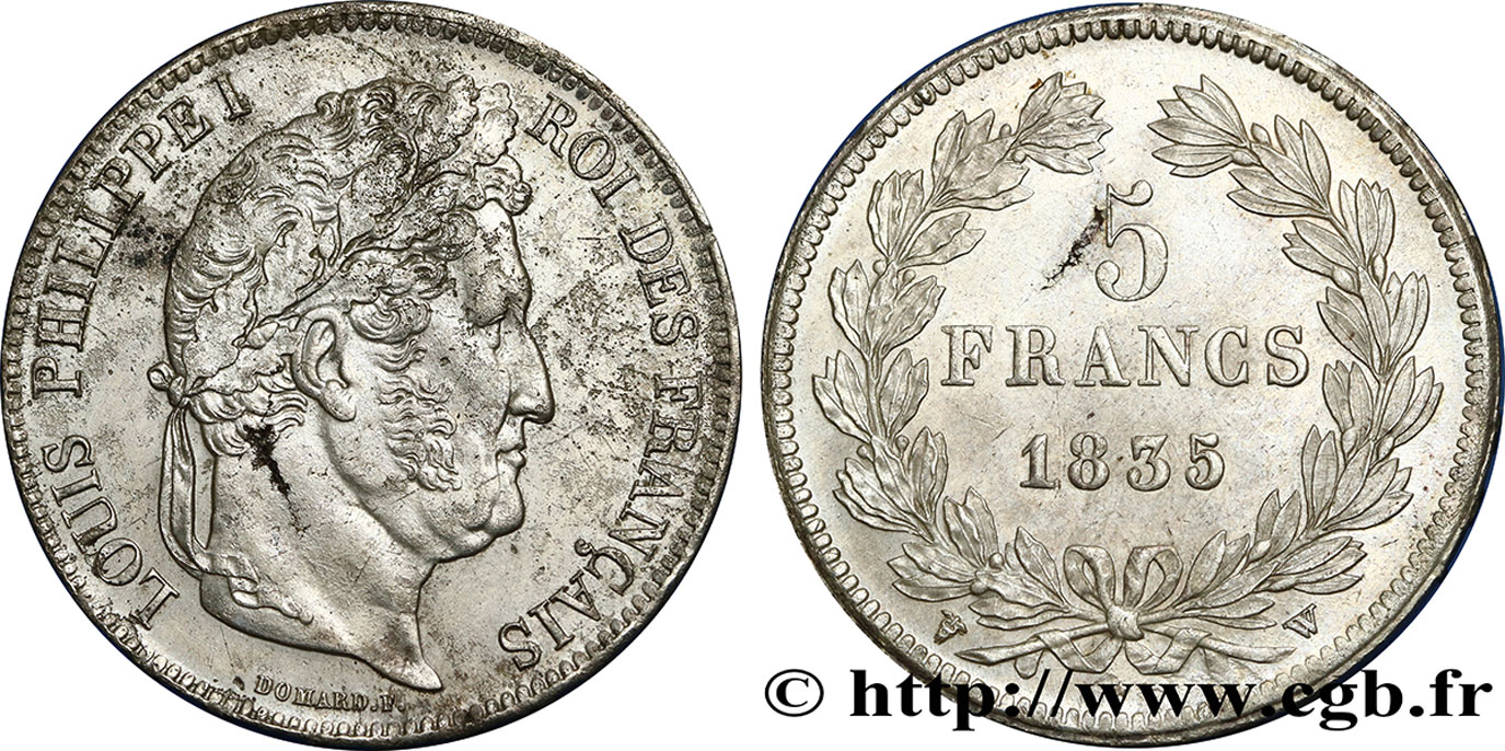 5 francs IIe type Domard 1835 Lille F.324/52 SUP58 