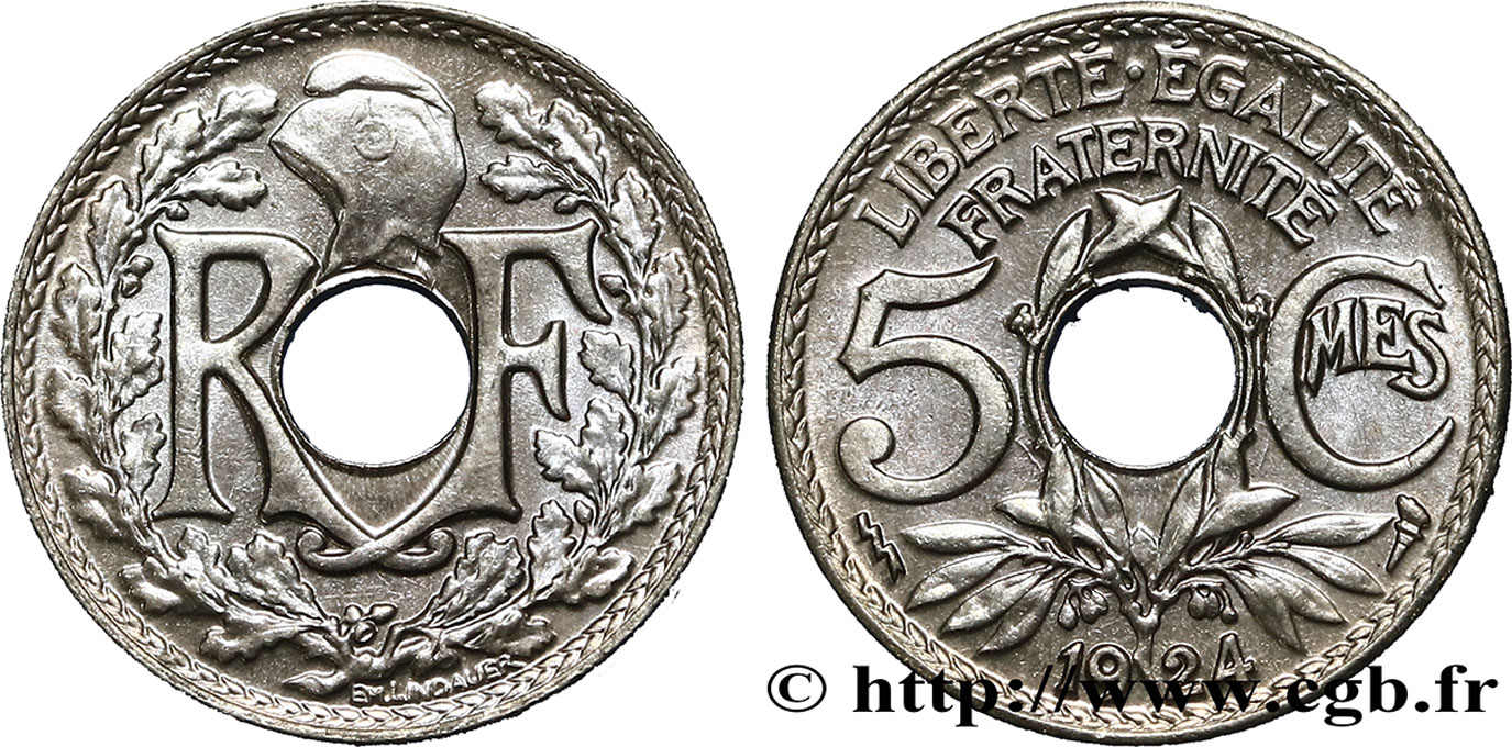 5 centimes Lindauer, petit module 1924 Poissy F.122/9 FDC65 