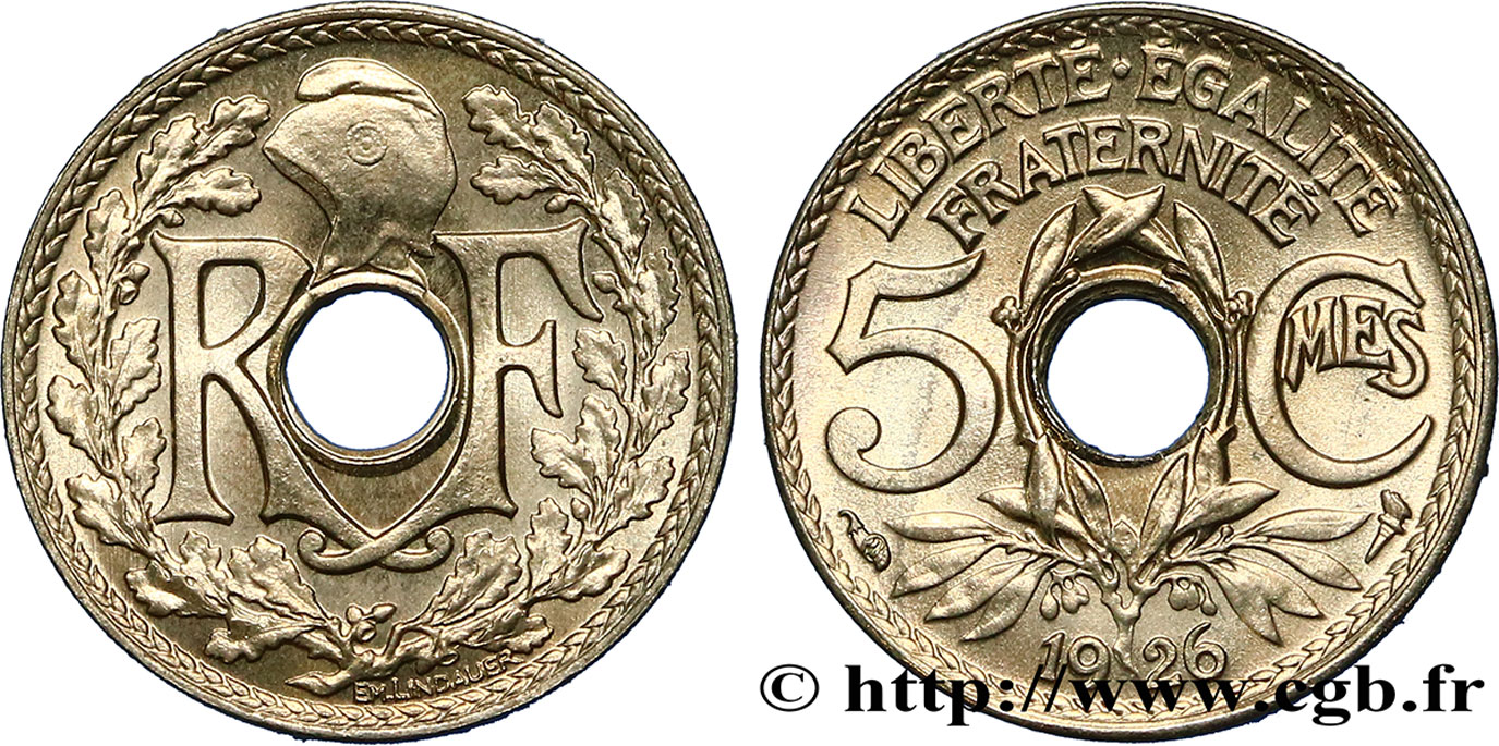 5 centimes Lindauer, petit module 1926  F.122/11 MS64 