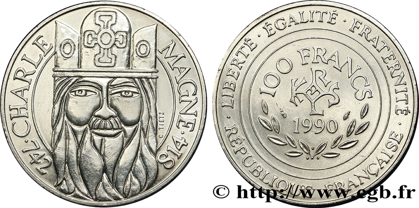 100 francs Charlemagne 1990  F.458/2 SUP55 