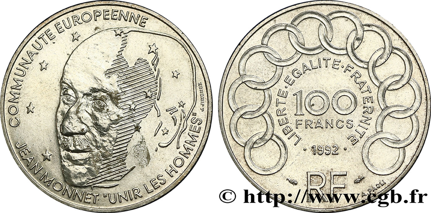 100 francs Jean Monnet 1992  F.460/2 SUP 