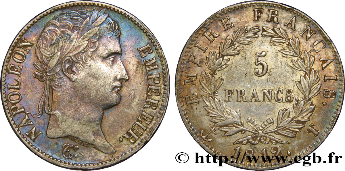 5 francs Napoléon Empereur, Empire français 1812 Nantes F.307/53 BB48 