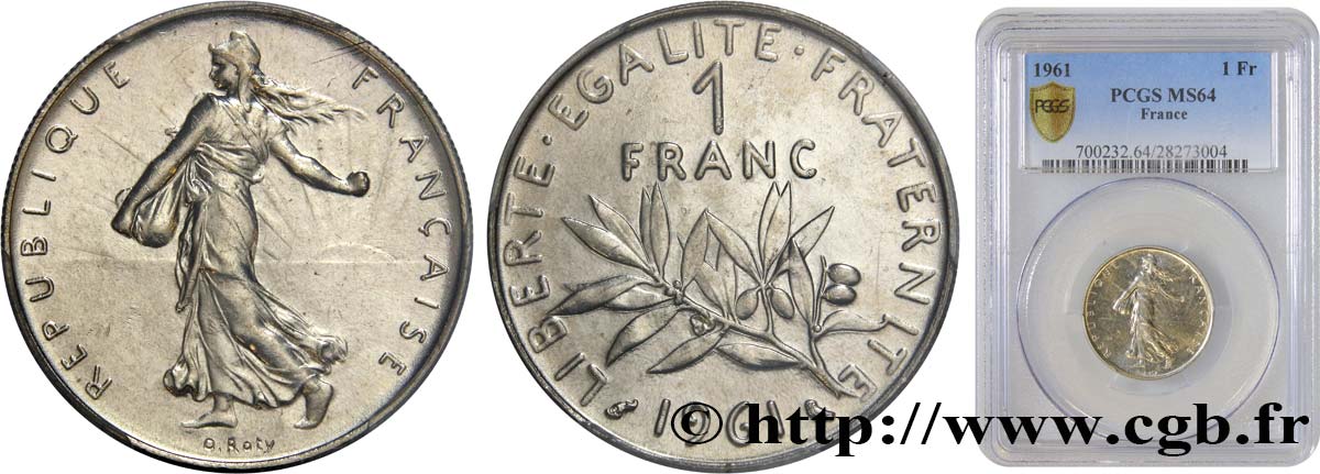 1 franc Semeuse, nickel 1961 Paris F.226/6 SPL64 PCGS