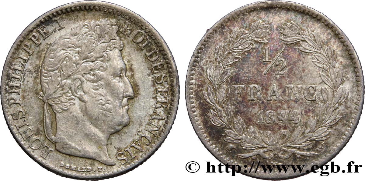 1/2 franc Louis-Philippe 1844 Lille F.182/106 TTB50 