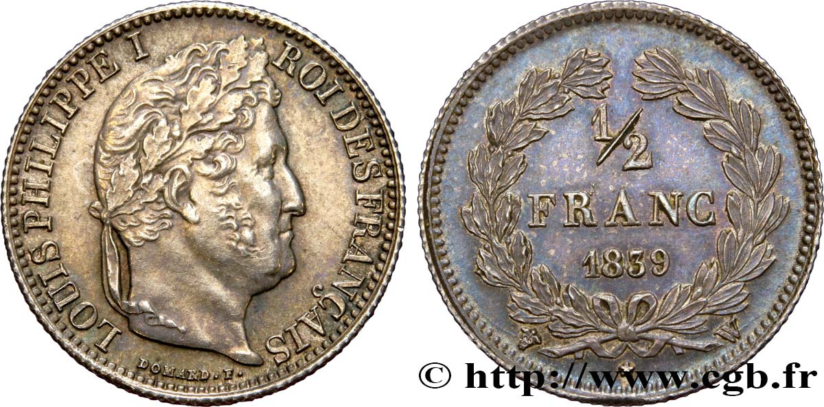 1/2 franc Louis-Philippe 1839 Lille F.182/82 EBC58 