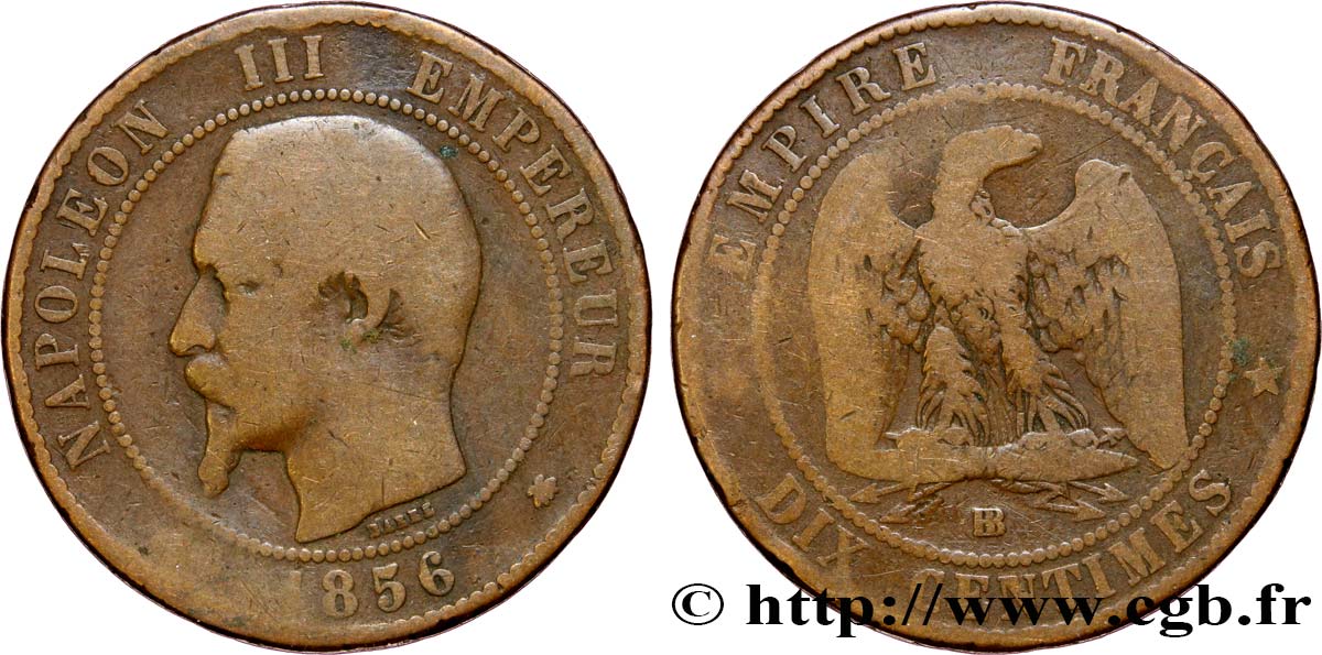 1856 napoleon iii empereur coin dix centimes