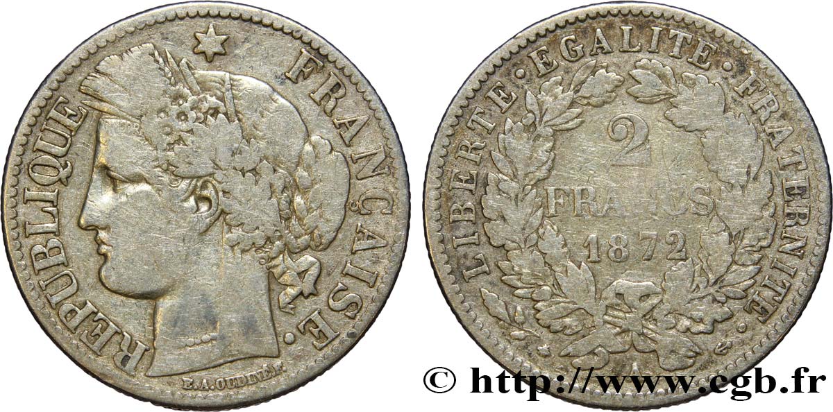 2 francs Cérès, avec légende 1872 Paris F.265/8 B12 