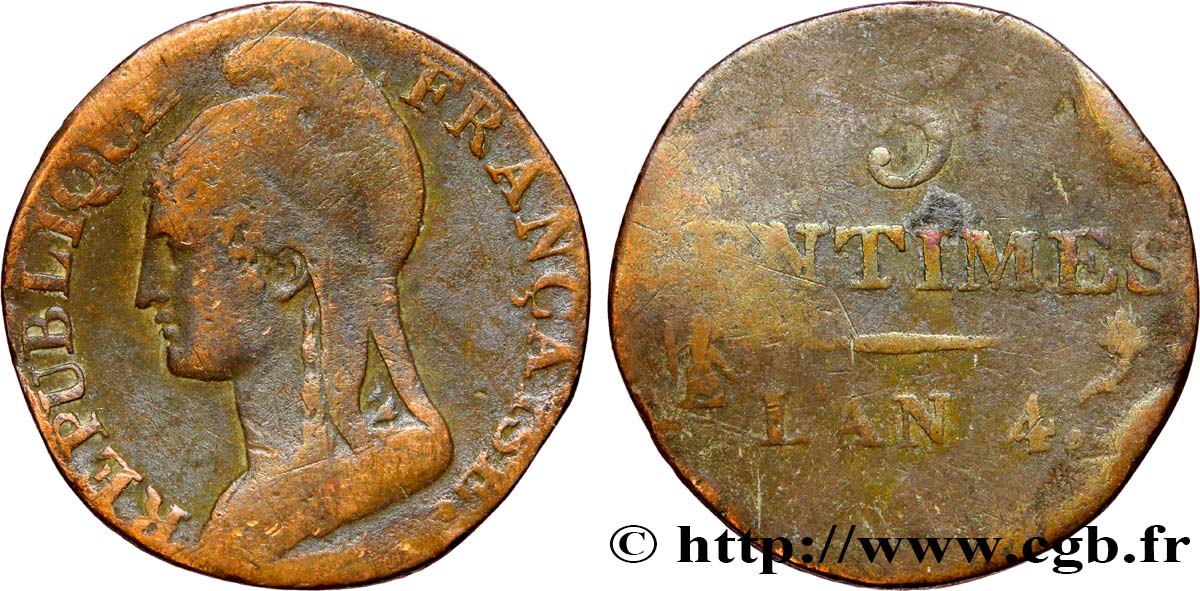5 centimes Dupré, petit module 1796 Paris F.113/1 TB15 