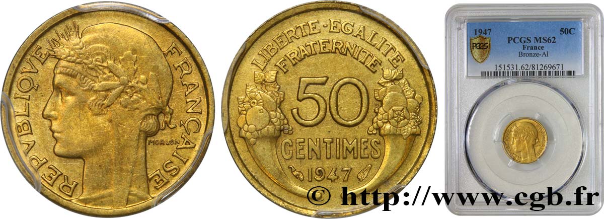 50 centimes Morlon  1947  F.192/19 EBC62 PCGS