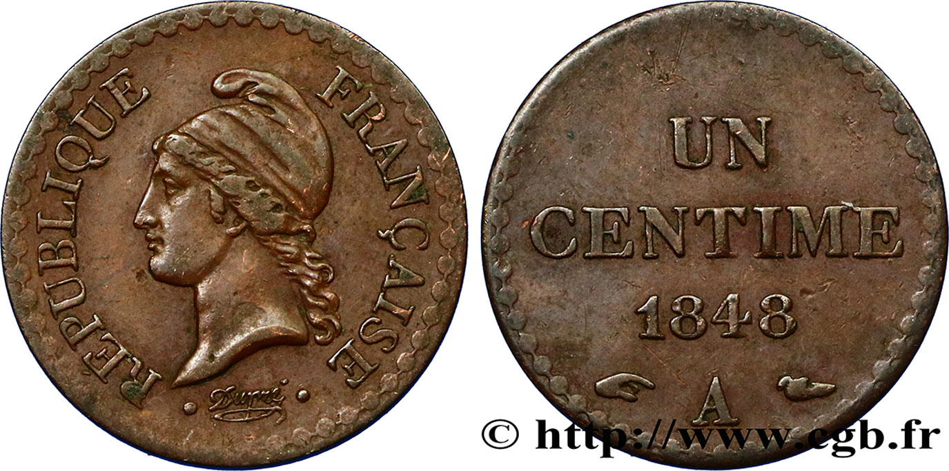 Un centime Dupré, IIe République 1848 Paris F.101/1 TTB45 