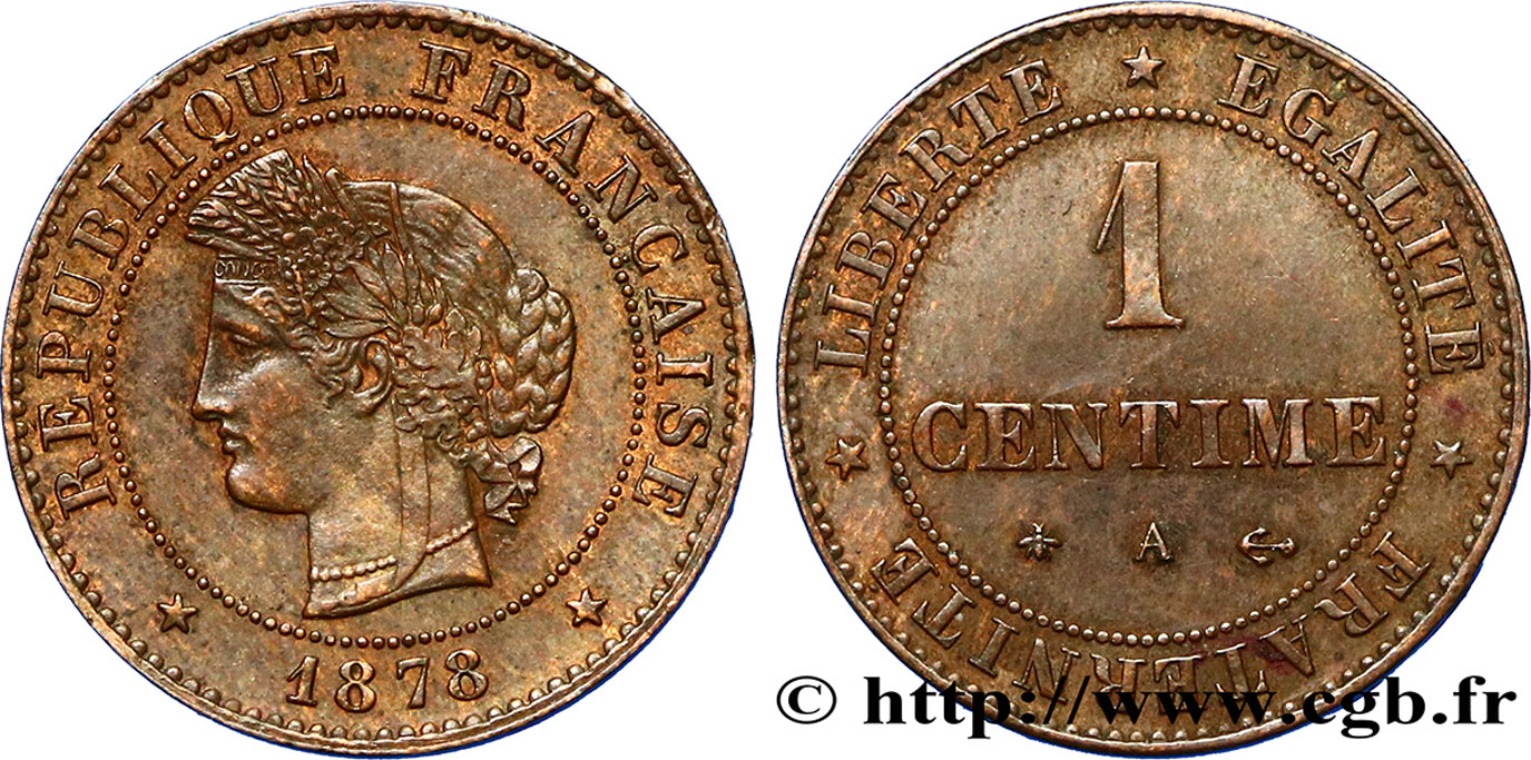 1 centime Cérès 1878 Paris F.104/7 XF48 