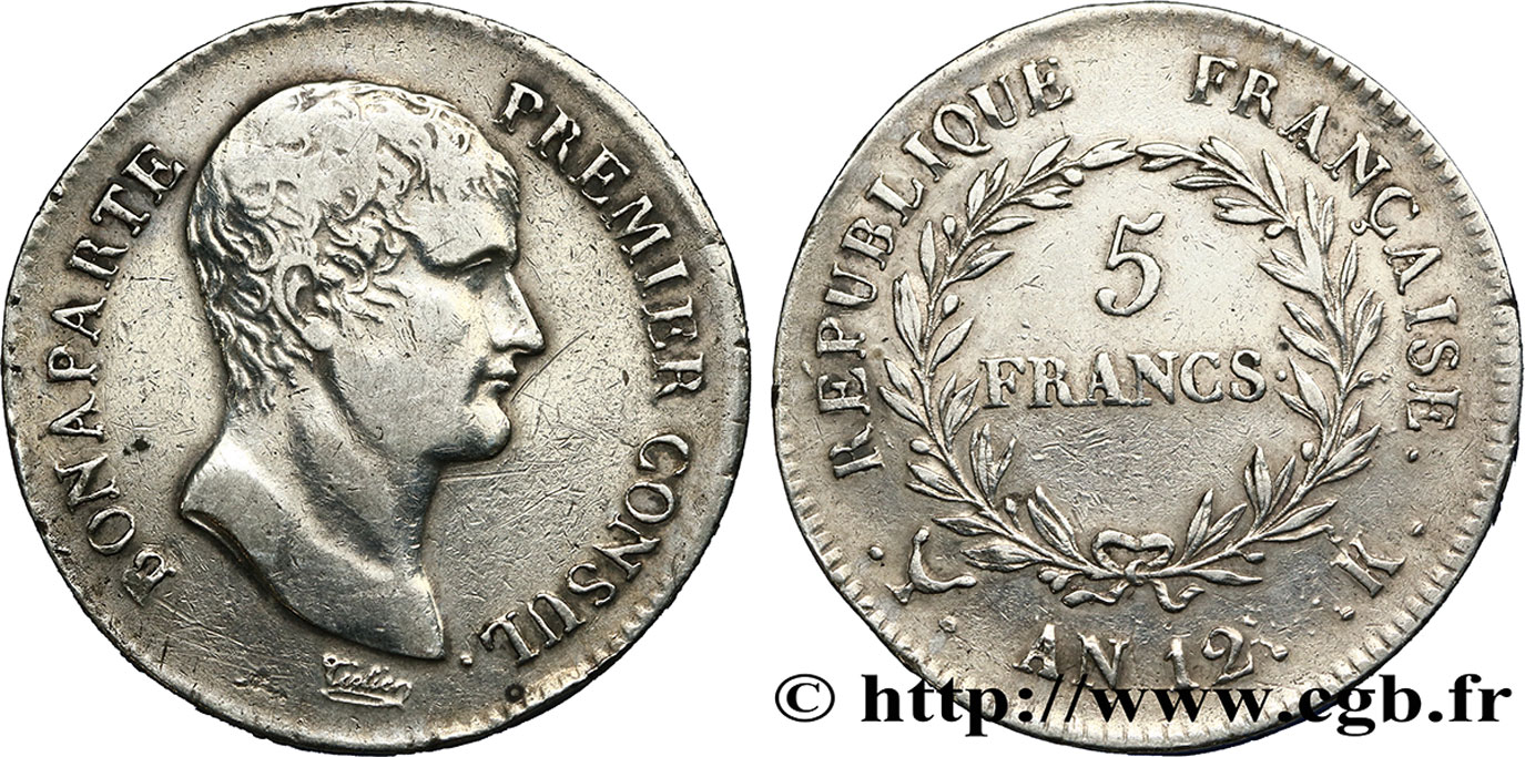 5 francs Bonaparte Premier Consul 1804 Bordeaux F.301/17 XF40 