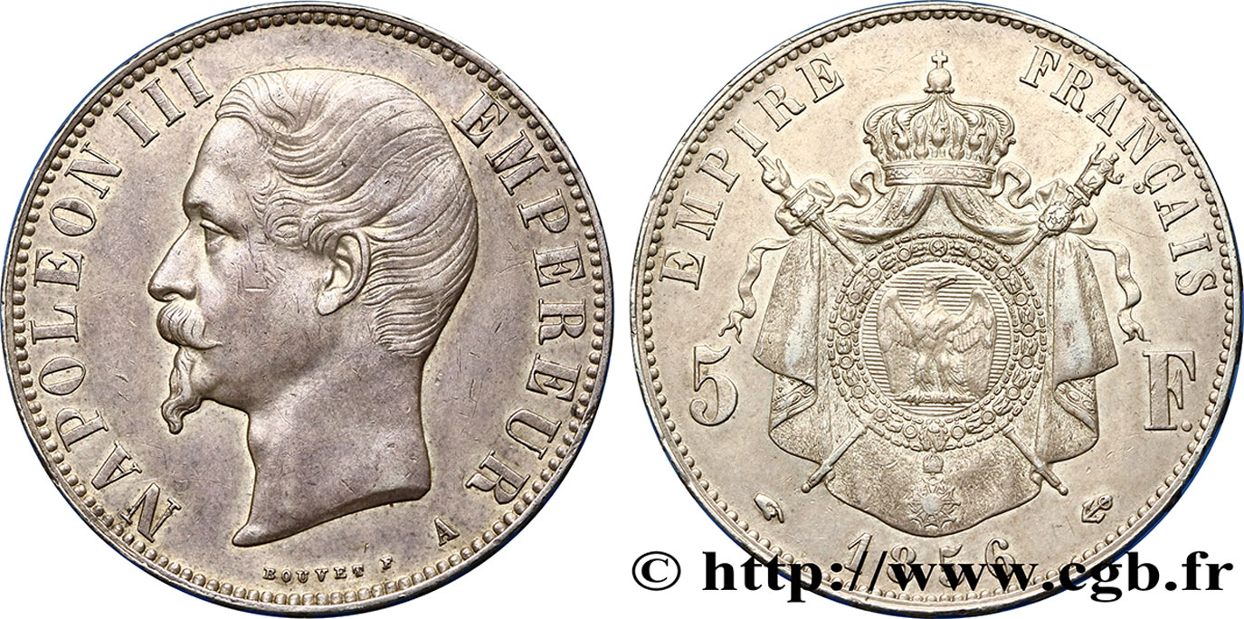 5 francs Napoléon III, tête nue 1856 Paris F.330/6 MBC52 