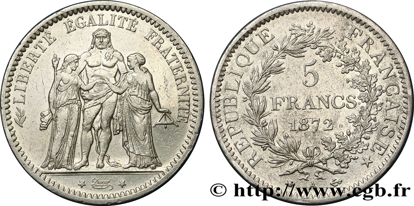 5 francs Hercule 1872 Paris F.334/6 TTB48 