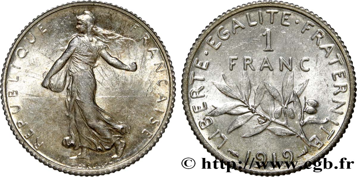 1 franc Semeuse 1919 Paris F.217/25 VZ 