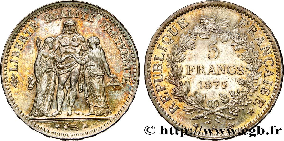5 francs Hercule 1875 Paris F.334/14 XF 