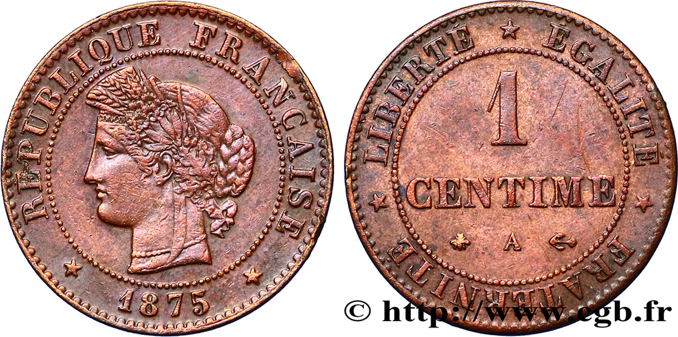 1 centime Cérès 1875 Paris F.104/4 TTB48 