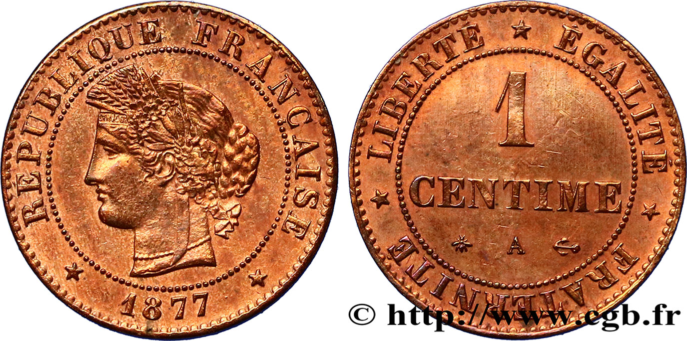 1 centime Cérès 1877 Paris F.104/6 TTB52 
