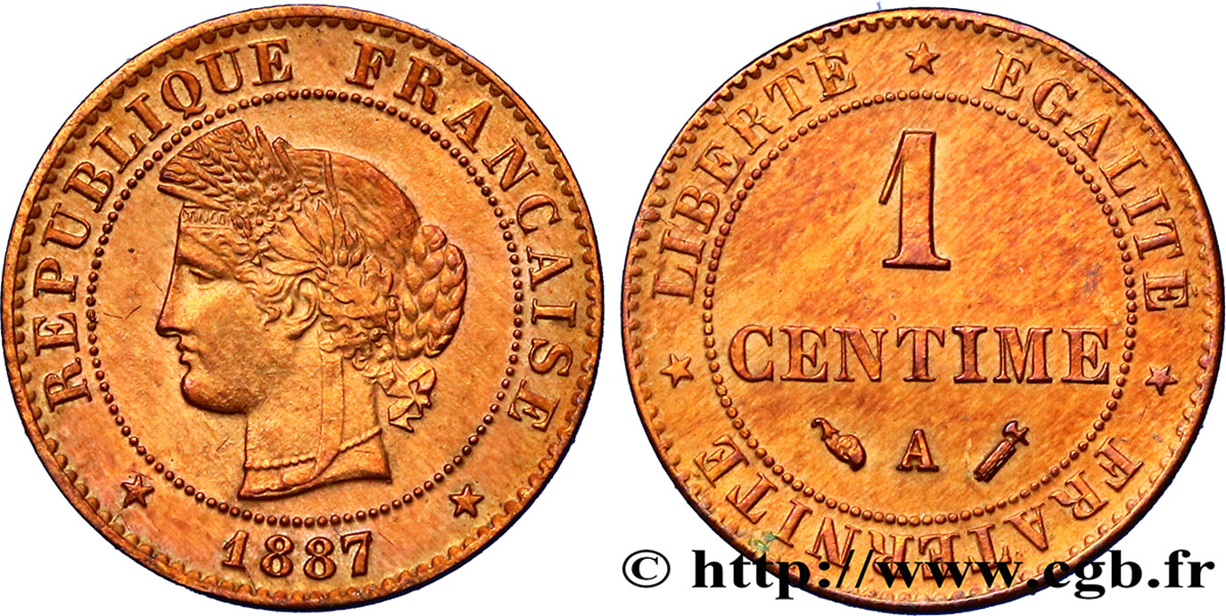 1 centime Cérès 1887 Paris F.104/14 TTB48 