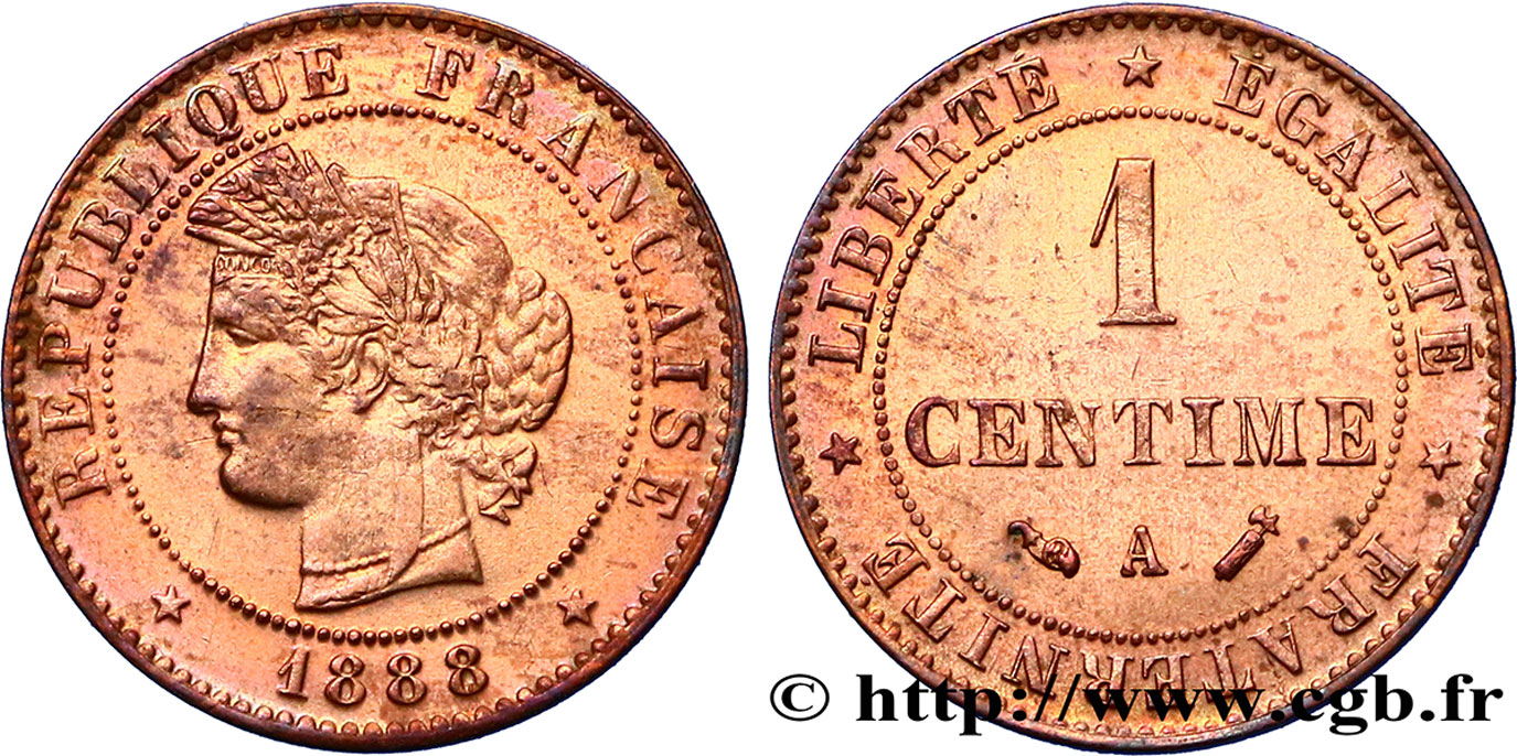 1 centime Cérès 1888 Paris F.104/15 AU52 