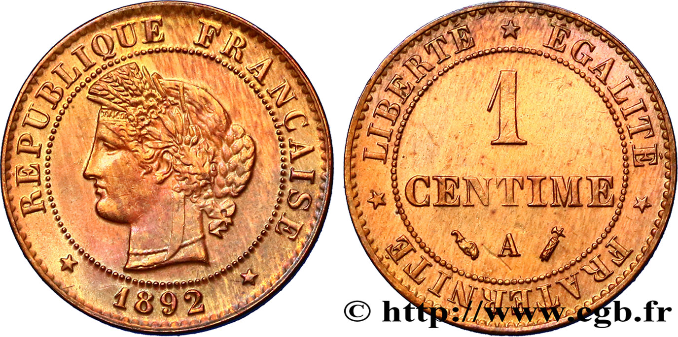 1 centime Cérès 1892 Paris F.104/19 TTB48 