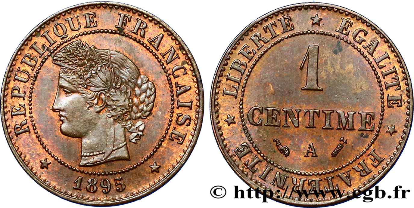 1 centime Cérès 1895 Paris F.104/22 AU55 