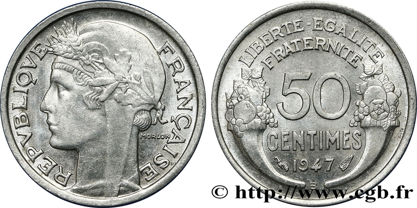 50 centimes Morlon, légère 1947 Beaumont-le-Roger F.194/11 SUP62 