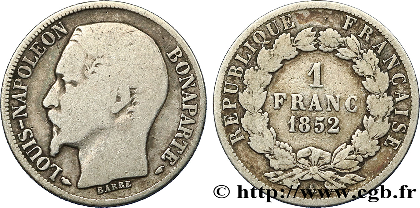 1 franc Louis-Napoléon 1852 Paris F.212/1 B12 