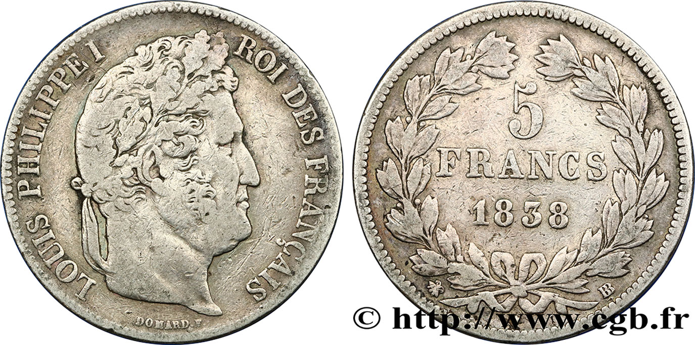 5 francs IIe type Domard 1838 Strasbourg F.324/70 MB25 